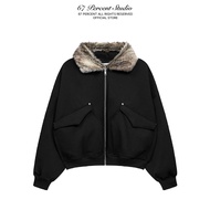 Jacket Cotton Hoodie with FUR Collar 67PERCENT / 67% - FUR TRIMMED HOODIE