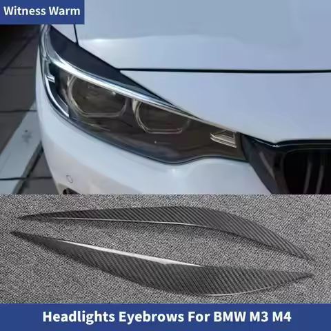 Carbon Fiber Front Bumper Spoiler Headlight Cover Trim Eyebrows for BMW F80 M3 F82 F83 M4 2014-UP