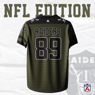 AMIGO NFL Sports Baju Sublimation Microfiber Jersey T Shirt Design OLIVE RAIDERS Baju Jersi Baju Jer