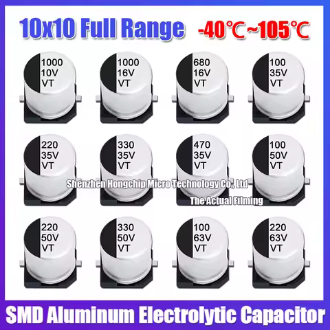 (10PCS) 10X10 10V/16V/25V/35V/50V/63V SMD Aluminum Electrolytic Capacitor 100UF/220UF/330UF/470UF/68
