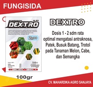 Fungisida DEXTRO 100gr Obat Busuk Batang Antraknosa Petek Jamur Trotol Cabe Melon Semangka Antracol Benzoat Sulfur Klorotalonil Benlox  Amistartop Remazole Detacide Sulvo Koge Benzoate Cabrio Top Cabrio