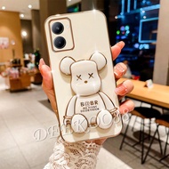 For Realme 10 Pro Plus Pro+ 9i C33 C30S 4G 5G 2023 New Phone Case with Cute Lovely Bear Stand Holder Handphone Casing White Black Shell Back Cover Realm10 10Pro 10ProPlus