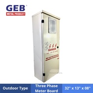 GEB Three Phase 3phase Outdoor KWH Meter Box (Metal) 32” x 13” x 08” inch weatherproof