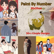 IsALifestyle 20X20cm Diy Oil Paint By Numbers with Framed Canvas Couple series Number Painting Children Art Set