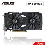 ใช้ ASUS กราฟิกการ์ด RX 580 8GB GDDR5ขุดการ์ดจอ GPU การ์ด256Bit คอมพิวเตอร์ RX580 240113