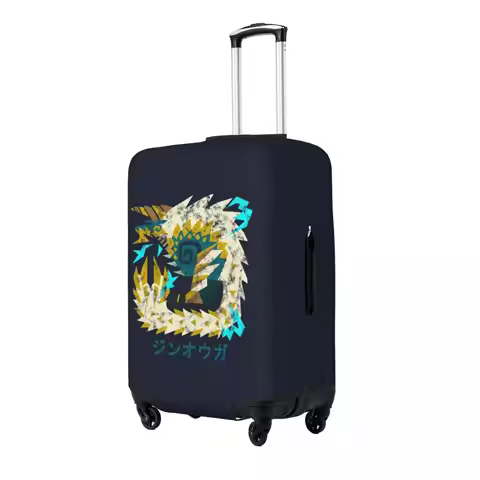 Monster Hunter World Iceborne Zinogre Kanji Suitcase Cover Protection Elastic Trip Luggage Protector