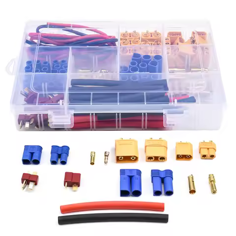 76pcs T-Plug / XT60 / XT90 / EC3 /EC5 Male &Female Plug Adapter Connectors Silicone Wire and Shrink 