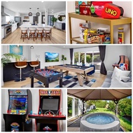 โรงแรม NEW Lux 5BR Villa Near Disney, Knotts, LA, OC with Hot Tub & Games - Fullerton