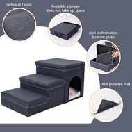 Foldable Dog Stairs Dog Ladder Dog Steps Pet Home Ladder with Storage Box 3 Steps Pet Stairs with St