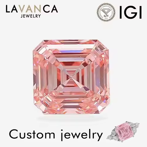 1.0-3.0ct Pink Asscher Cut Lab Loose Diamond VS CVD/HPHT IGI Certified Lab Grown Diamonds Customized