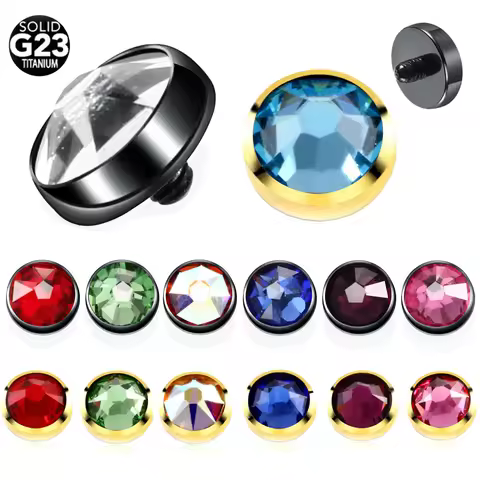 1PC G23 Titanium Micro Dermal Piercing CZ Gem Micro Dermal Anchor Crystal 4mm Top Piercing Surface S
