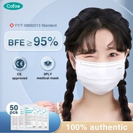 Cofoe 50pcs 3 Ply Disposable Medical-Surgical Face Mask Anti-Virus Anti Droplet Facial Masks with Elastic Earloop Dustproof 3 Layer Protective Cover Facemask for Adult (Premium Quality)