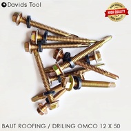 Sekrup Baja Ringan Baut Roofing Skrup Scrup Paku Drilling 5cm Omco 12x50 Kuning 50 Pcs