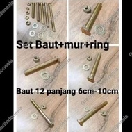 [25 SET} BMK Key Bolt 12 + Yellow Nut + BMK/Ring Size 5.5cm, 6cm, 6.5cm, 7cm, 7.5cm, 8cm, 9cm, 10cm