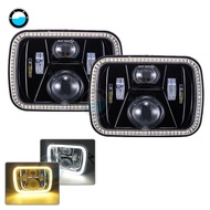 1 pair 5x7 Led Headlights 7x6 Led Sealed Beam Headlamp with White yellow aperture  for Jeep Wrangler