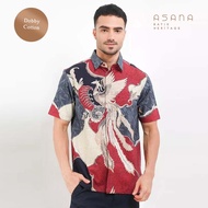 KEMEJA Artha Short Sleeve Batik Asana Shirt - Maroon