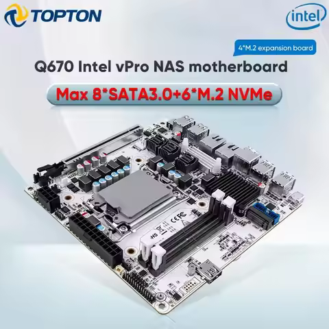 2026 Topton Q670 NAS Motherboard Max 8*SATA 6*M.2 NVMe Intel vPRO LGA1700 2*2.5G LAN 1*PCIE5.0x16 2*