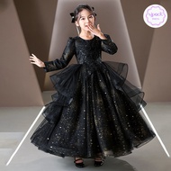 Girls Evening Dress Black Flower Girl Wedding Dress Piano Performance Little Girl Host Performance P