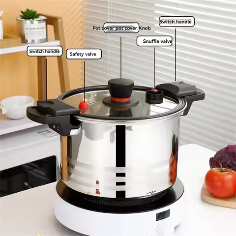 1pc Stainless Steel Micro-pressure Pot With Double Ears, Soup Pot, Stew Pot, Multifunctional Pressur