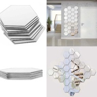 12 PCS Big MIRROR Glass HEXAGONAL MIRROR Decoration Wall Decoration STICKER Glass HEXAGON MIRROR