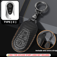 🇲🇾 Mercedes Leather Carbon Fiber Style Car Key Cover Carbon Fiber Mercedes A C E G S CLA GLA GLC Cla