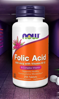Folic Acid 800 MCG w/ Vitamin B-12 by NOW FOODS
