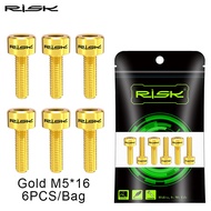 RISK 6PCS M5x16mm/M5x18mm Titanium Bicycle Handlebar Screws Bicycle UltraLight Stem Bolts Lightweigh