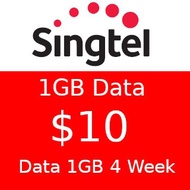 Singtel 1GB 4 Week Data Plan $10 Top Up / Recharge