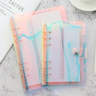 A6 Rainbow Holographic Laser Soft Planner 6 Ring Binder Cover Transparent PP Loose Leaf Colourful Jo