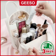 GEESO Travel Makeup Pouch Toiletry Organizer Zipper Cosmetic Multiple Partitions Bags With Handle 贝壳