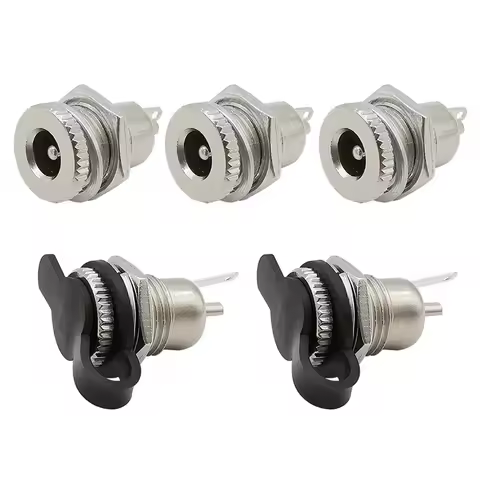5Pcs DC-099 Metal 5.5 x 2.1mm / 5.5 x 2.5mm DC Power Jack Socket Female Panel Mount Connector DC099 