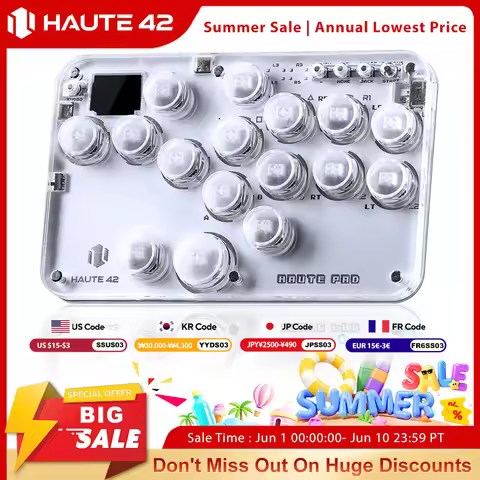 Haute42 Mini Hitbox Leverless Controller FightStick Leverless For PC/PS4/PS5 Stickless Arcade Stick 