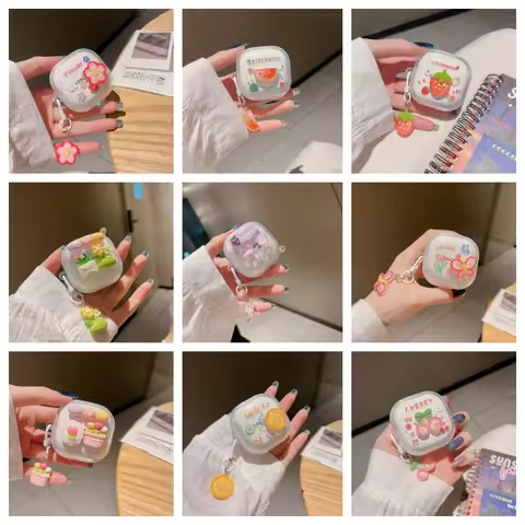 Cute Cartoon Clear Cover For Samsung Galaxy Buds FE Buds 2 Pro Live Buds2 Case Lovely Bracelet Funda