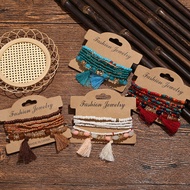 Bohemian Ethnic Style Multi-Layer Beaded Bracelet 6-Piece Set Tassel Pendant Bracelet