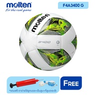 MOLTEN ลูกฟุตบอล หนังเย็บ เบอร์ 4 Football PU pk F4A3400 G (950) แถมฟรี ตาข่ายใส่ลูกฟุตบอล +เข็มสูบลม+ที่สูบ(คละสี) F4A3400-G One