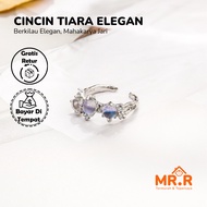 Vintage Silver Leaf and Opal Stone Ring Minimalist Vintage Opal Rainbow Stone Ring Aesthetic Fashion