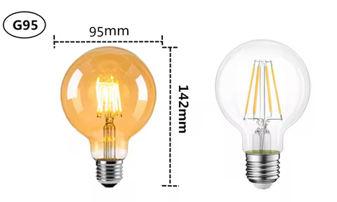 LED Edison Filament Light Retr Bulb Brown Golden G95 4W 6W 8W 2700K Dimmable E27 AC 220V 110V Dimmer