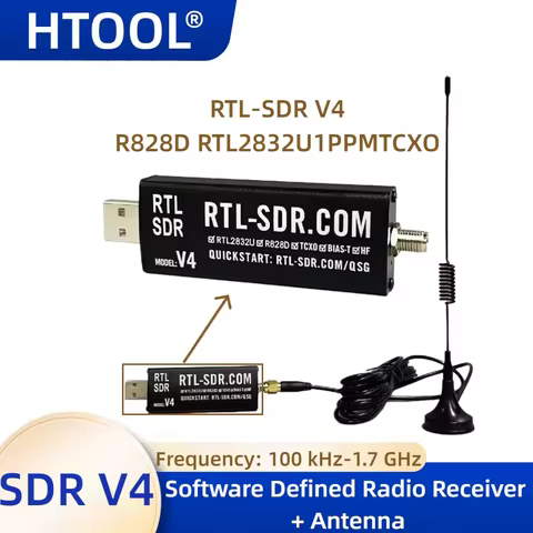 SDR V4 Software Defined Radio Receiver HTOOL RTL-SDR V4 RTL2832U 1PPM TCXO HF BiasT SMA Software Def