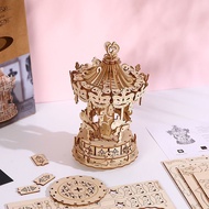 新品现货 3D立体拼图 木制玩具 益智拼装玩具DIY创意 旋转木马3D立体拼图, wooden toy, educational20260322