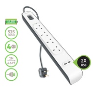 Belkin 4 Way Surge+2.4A USB Protector 2M - BSV401sa2M