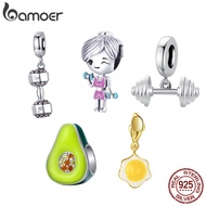 Bamoer 925 Sterling Sliver Charm Fitness Dumbbell Series for Bracelet