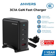 [CCC Certified] Anvers Charger 100W Charging Station 4-Port GaN USB Charger Multi Plug with Cable Or