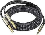 3.5mm 1/8 TRS to Dual 6.35mm 1/4 TS Mono Breakout Cable,Y Splitter Stereo Cord Adapter Compatible wi