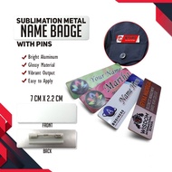 Sublimation Metal Name Badge With Pin 7x2cm Sekolah Cikgu Murid dan Pekerja Pejabat untuk Biasa dan Epoxy (Wholesale)
