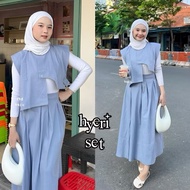 Hyeri Linen Vest Set TrendyWanita Outfit Set Korean Style One Set HijabWanita