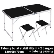 Elegan Home Meja Lipat Koper 4 Kursi Meja Lipat Meja Koper Aluminium meja Portable Kaki