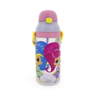 Kidztime x Shimmer &amp; Shine Children Kids Toddler BPA Free Cartoon Character Water Bottle with Push Botton Cap-FDA Approved PP Material Bottle-530ML+Bottle Sling+Replacement Straw