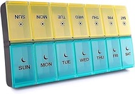 XL Large Daily Pill Organizer 2 Times a Day, Extra Jumbo 7 Day Pill Box Am Pm, Weekly Vitamin Holder, Medicine Organizer, Big Pill Container, Medication Dispenser 14 Compartments Pill
