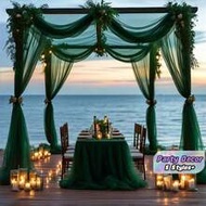 1pc/2pcs Dark Green Sheer Curtain, 75*300cm And 75*600cm, DIY Rustic Wedding Accessories, Hanging Sh