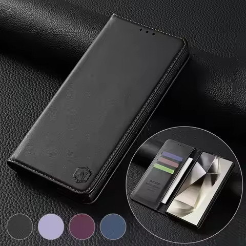 Wallet Strong Magnetic Card Slot Flip Leather Case For Samsung Galaxy S25 Ultra S24 Plus S23 S22 S21